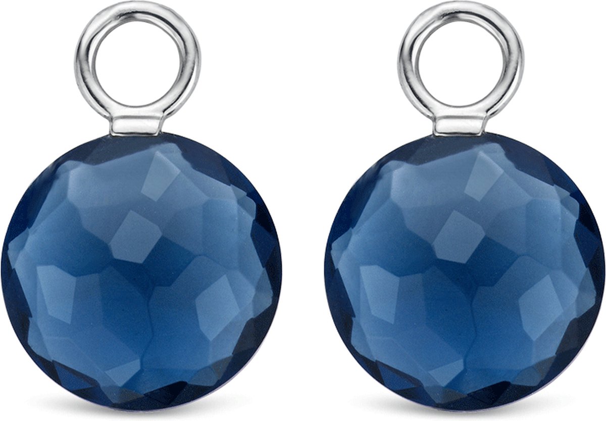 oorbellen, blauw, faceted, zilver, paar