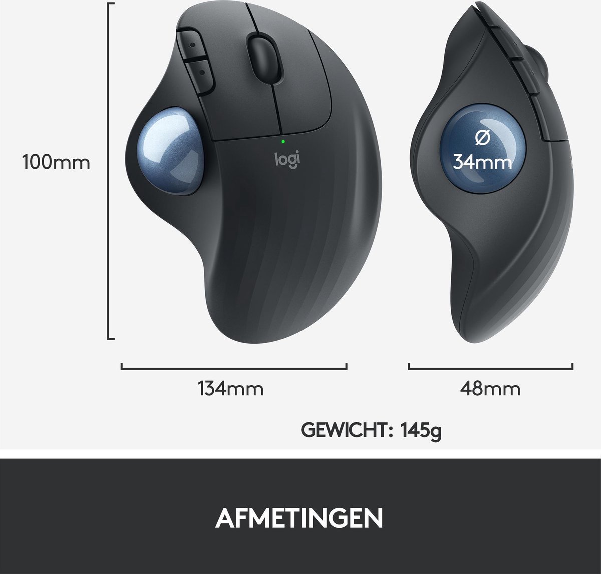 Logitech M575 ERGO Draadloze Trackball Muis - Graphite