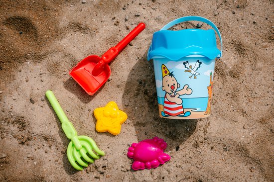 zandbak, strandset, emmers, vormpjes, emmer met afbeelding