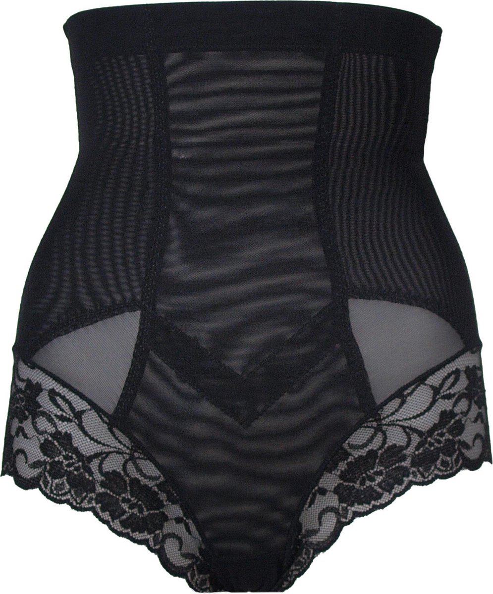 bodyshaper, high-waist, lace, mesh, black