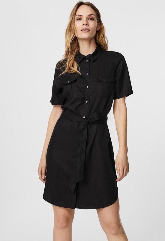VERO MODA - Maat M - VMSILJA SS SHORT SHIRT DRESS GA Dames Blousejurk