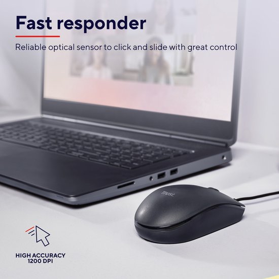 Trust Basi - Bedrade Muis Ambidextrous USB Type-A Optisch 1200 DPI