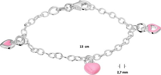The Jewelry Collection - Armband Hart 2,7 mm 13 cm - Zilver