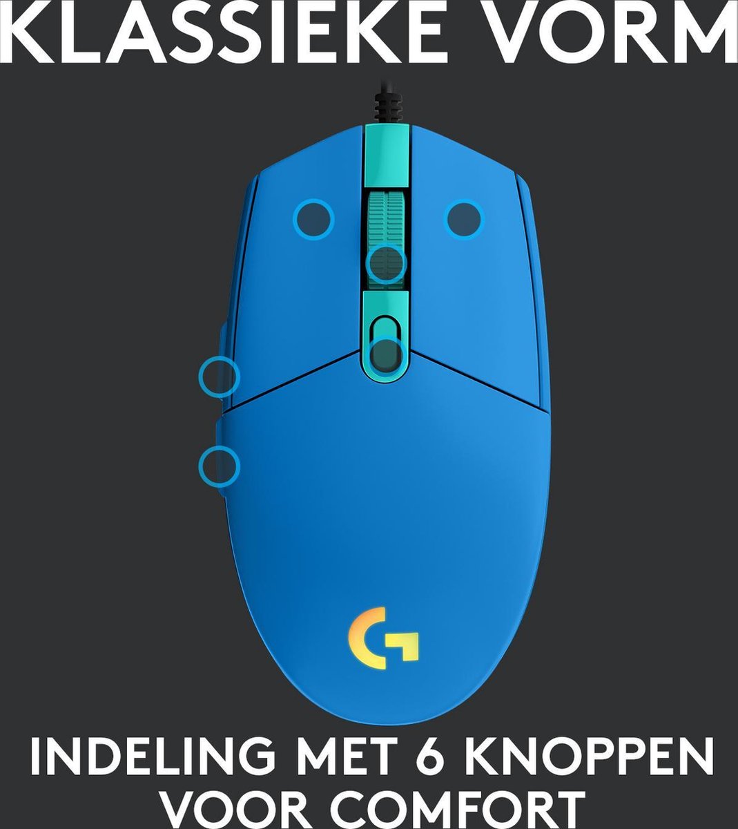 Logitech G203 LIGHTSYNC Gaming Muis met RGB verlichting - Blauw