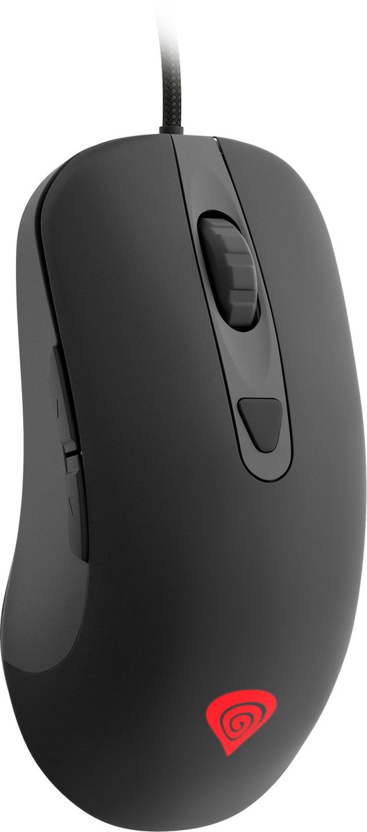 muıs, gaming, waterproof?, ergonomic, delay?, blue?, RGB?, red logo, wireless, wired?, lighting?, hard plastic, dark gray, anatomical shape