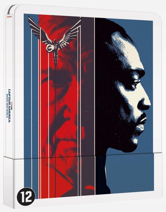 Captain America - Brave New World (4K Ultra HD Blu-ray) (Steelbook) Advertentie, Poster, Persoon, Gezicht, Kop