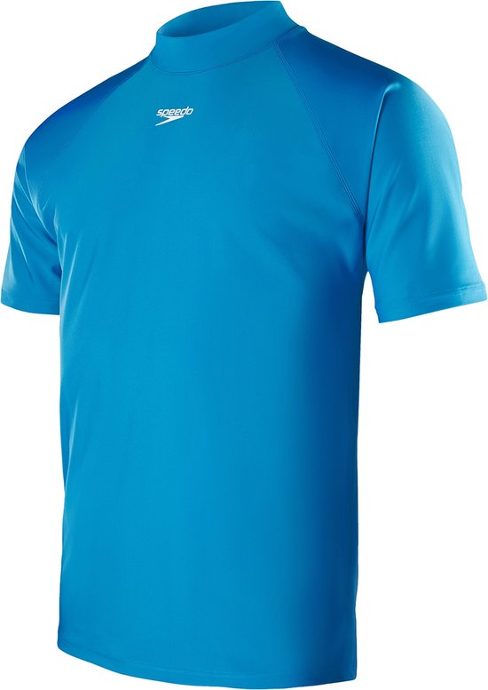 t-shirt, korte mouw, blauw, rashguard, stretch maat