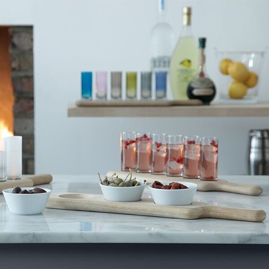 LSA Paddle Vodkaglazen - Met Houten Dienblad - Forst - 6 Stuks