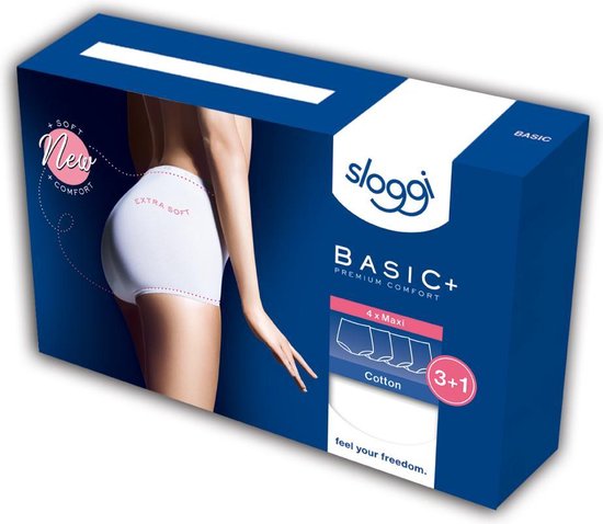 Sloggi - Maat 48 - Basic Maxi - Sportonderbroek - Dames - Wit - 4-pack