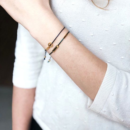 Esprit ESBR00741521 Mini - armband - Textiel - Groen en goudkleurig