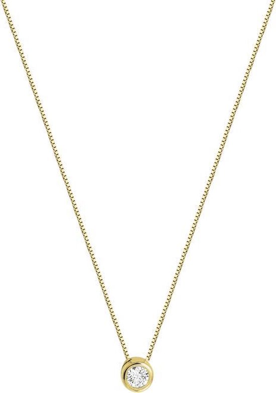 The Jewelry Collection - Ketting Zirkonia 0,5 mm 40 + 2 cm - Goud