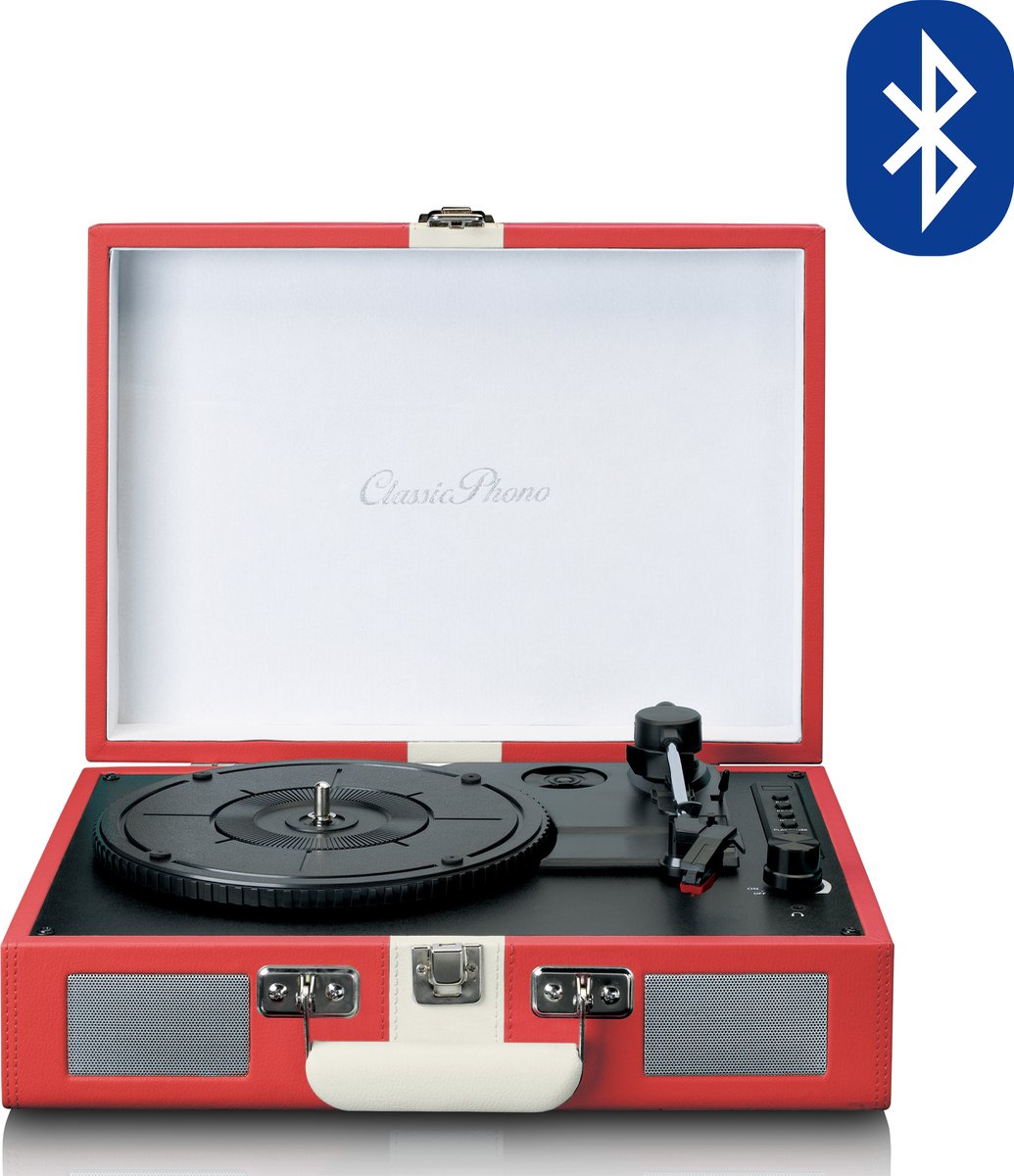 Classic Phono TT-110 - Platenspeler met bluethooth en Speakers - Rood