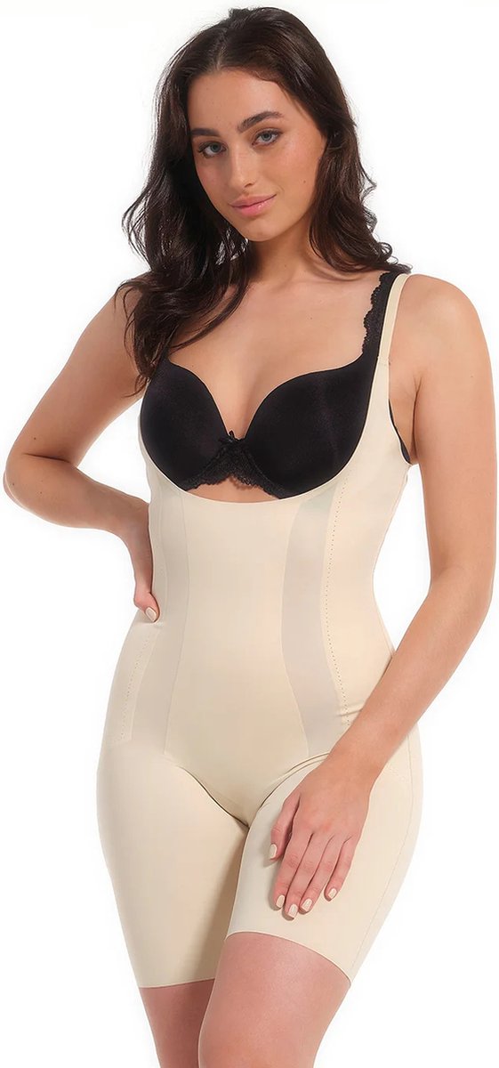 shapewear, bodysuit, beige, underbust, bra