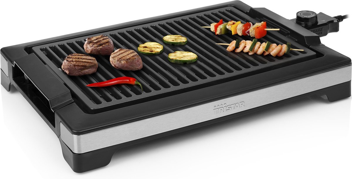 Tristar BP-2780 Grill & Elektrische barbecue – BBQ & Grillplaat Zwart – Bakoppervlakte: 37 x 25 cm