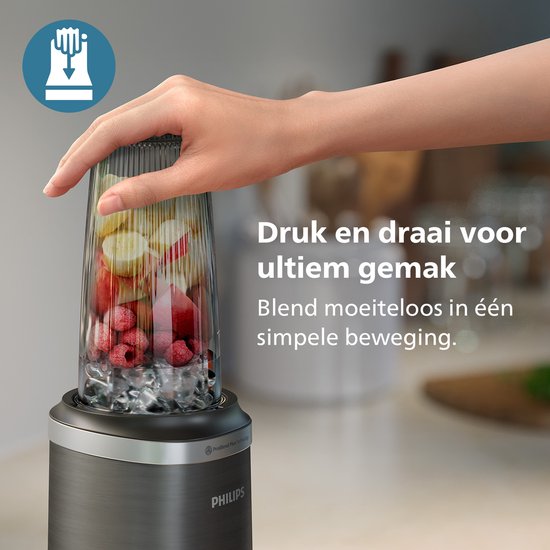Philips Blender HR2766/00 - Incl Drinkbeker To Go 700 ml - 1000 Watt - Ook Geschikt voor Koffiebonen - Smoothie Maker en Ijsmaler - RVS Tritan
