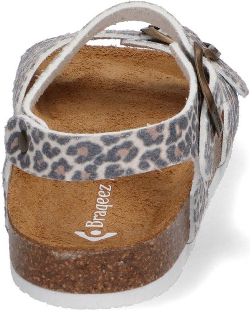Braqeez - Maat 33 - Sally Spain Meisjes Sandalen - Print - Leer - Gesp