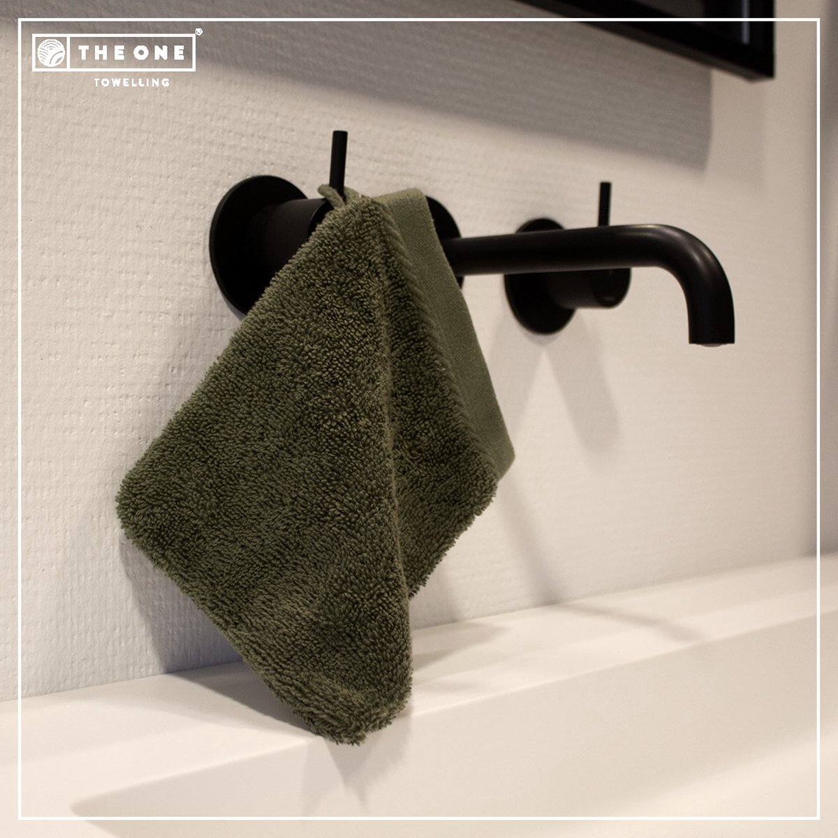 The One Towelling Washand - 10 stuks - 100% Katoen - 16 x 21 cm - Olijfgroen