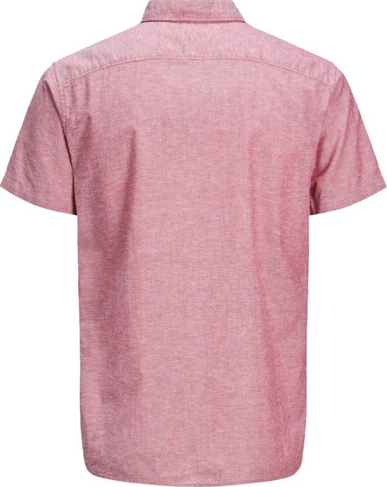 Jack and Jones - Maat XXL - Heren Overhemd Korte Mouw Rood Button-Down Slim Fit
