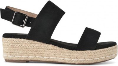 platform sandal, zwart, espadrille, tweede band, touwzolen