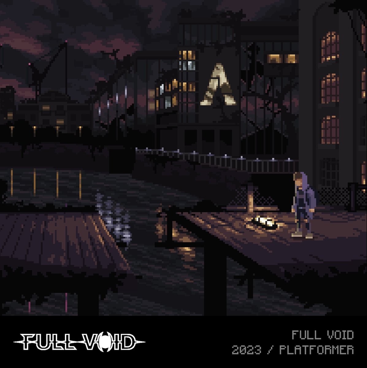 pixel art, haven, nacht, vuurplaats, figuur