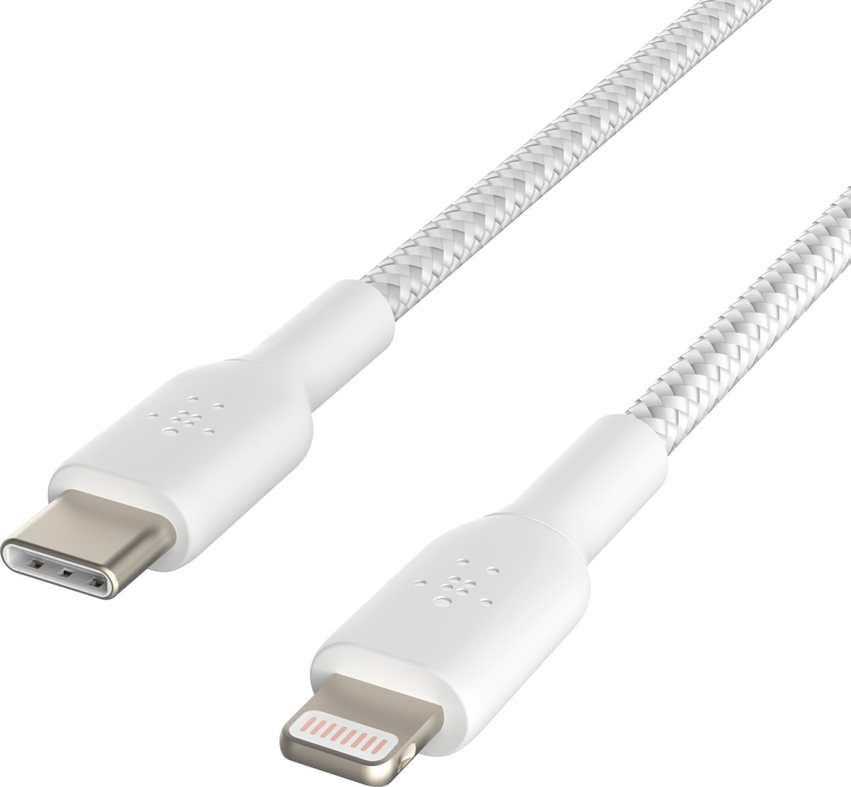 Belkin Braided iPhone Lightning naar USB-C kabel - 2m - Wit