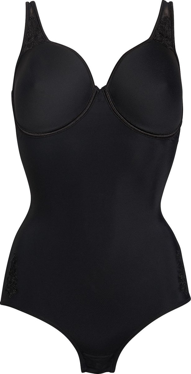 bodysuit, shapewear, zwart, kantdetail, ondergoed