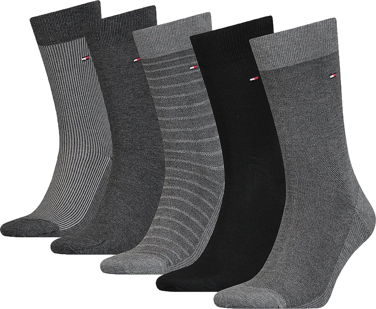 Tommy Hilfiger - Maat: 39-42 - Sock Giftbox Birdeye (5-pack) - heren sokken - grijs