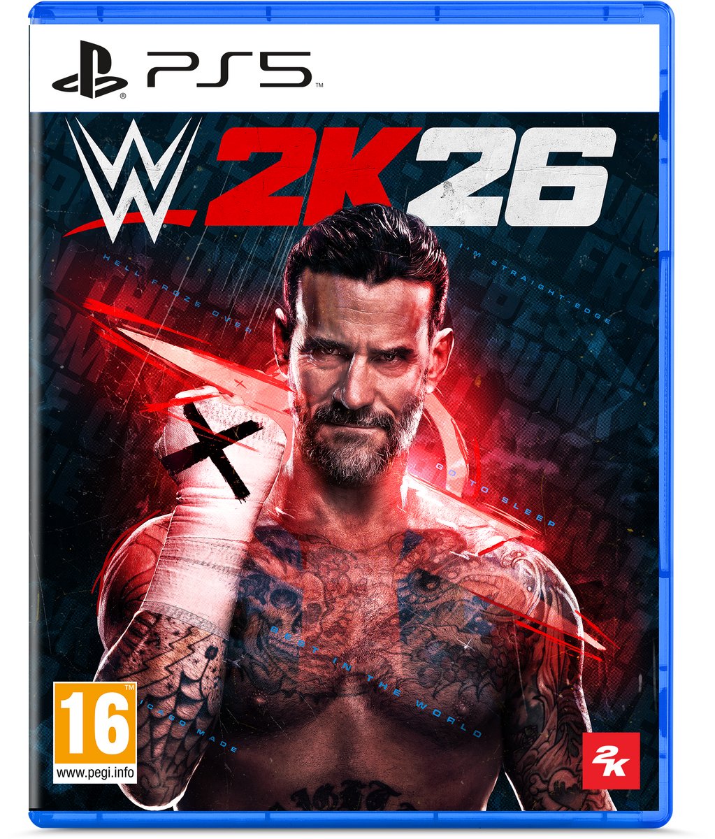 PS5, WWE 2K26, video game, tattooed man, boxing stance