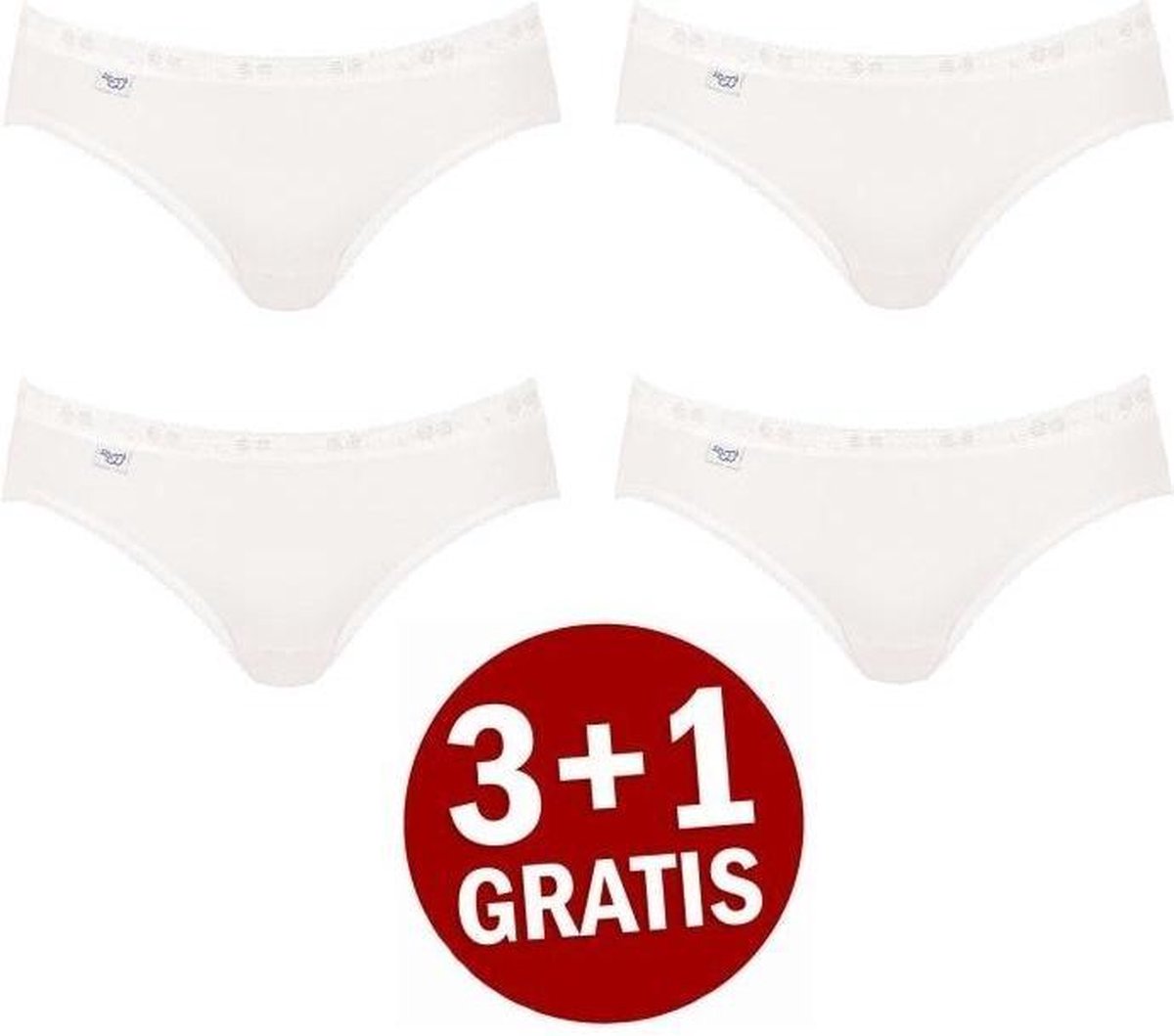 sloggi - Maat 44 - Basic+ Dames Mini slip - 4pack - Wit