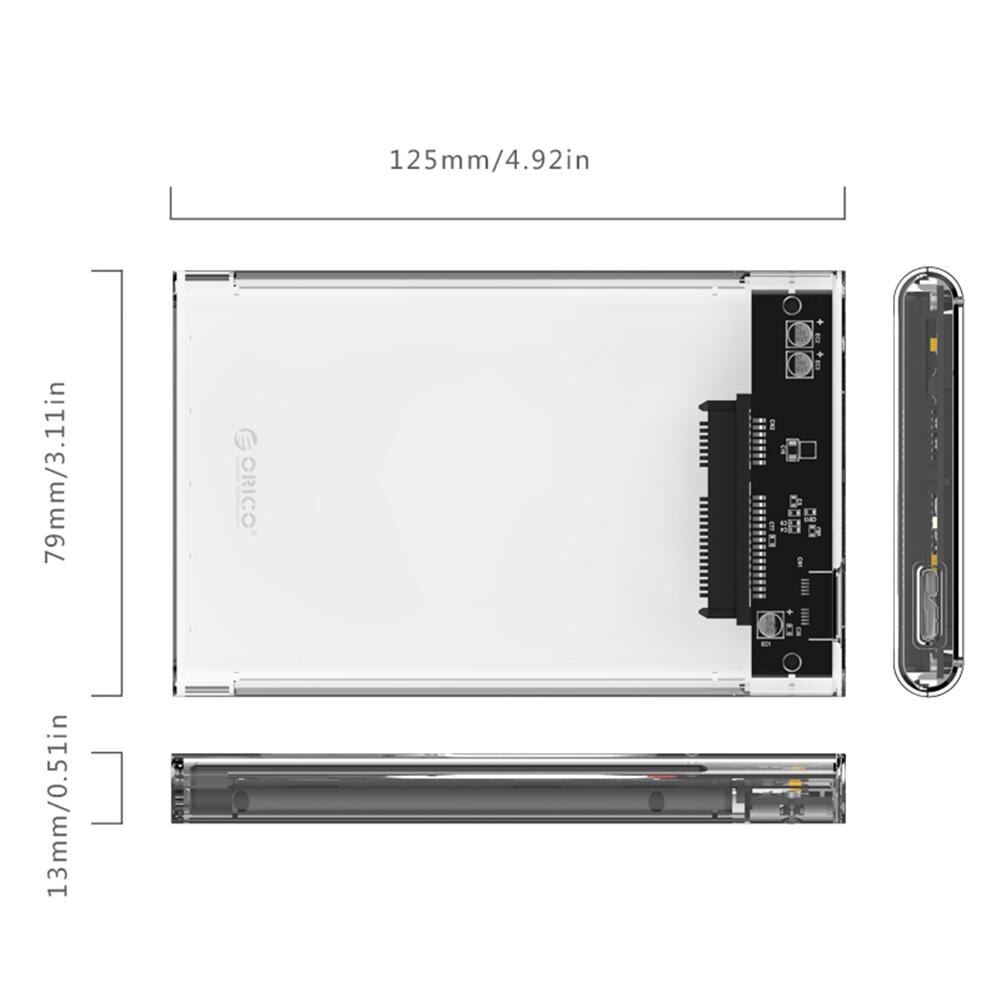 Orico 2139U3 2.5 Inch Hdd Case Sata 3.0 Usb 3.0 5Gbps Hdd Behuizing Transparante Harde Schijf Doos V