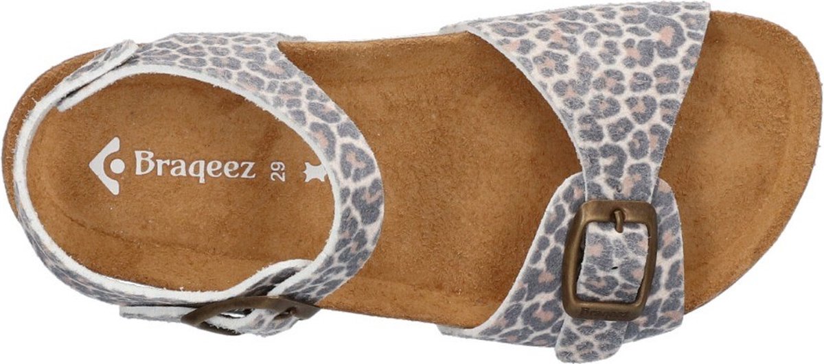 Braqeez - Maat 33 - Sally Spain Meisjes Sandalen - Print - Leer - Gesp