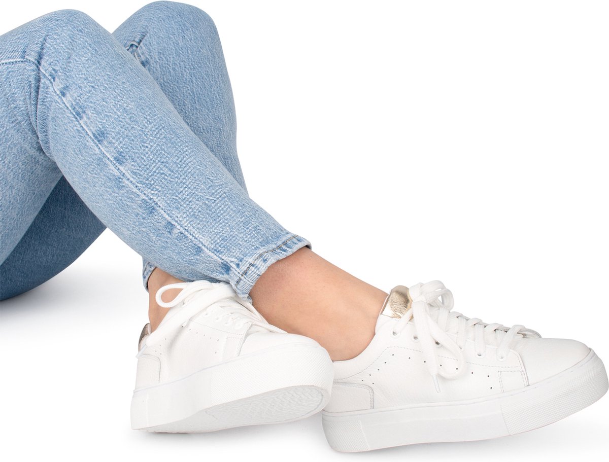 PS Poelman - maat 39- TITULAR Dames Sneakers - Wit met goud combinatie