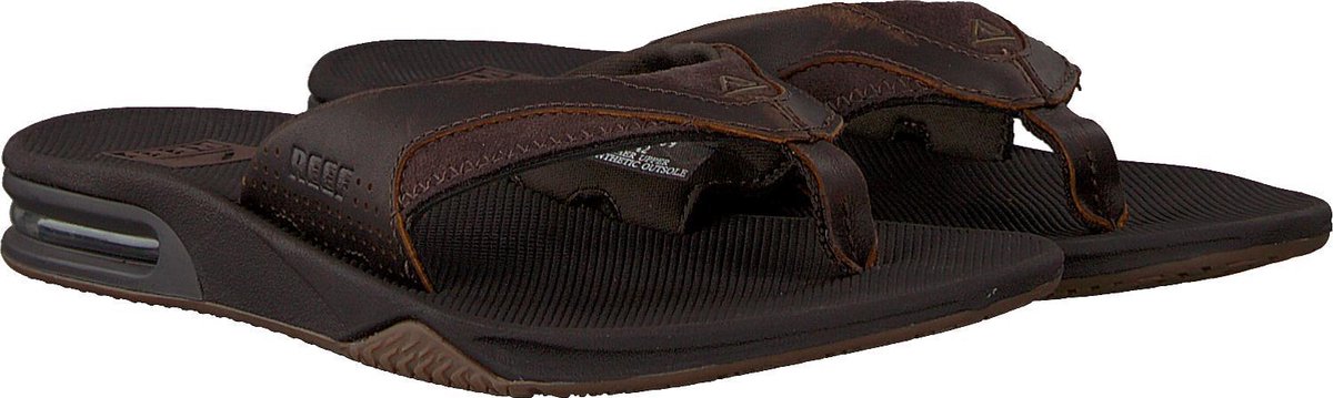 Reef Leather Fanning - Maat 37.5 - Heren Slippers - Dark Brown