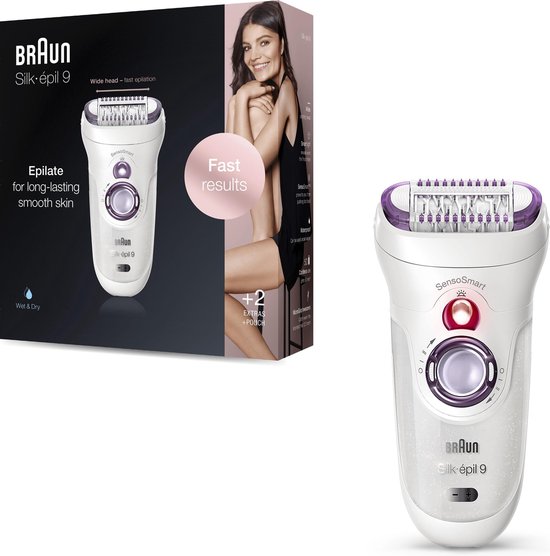 Braun Silk-épil 9 9-700 Epilator voor Langdurige Ontharing, Wit/Paars