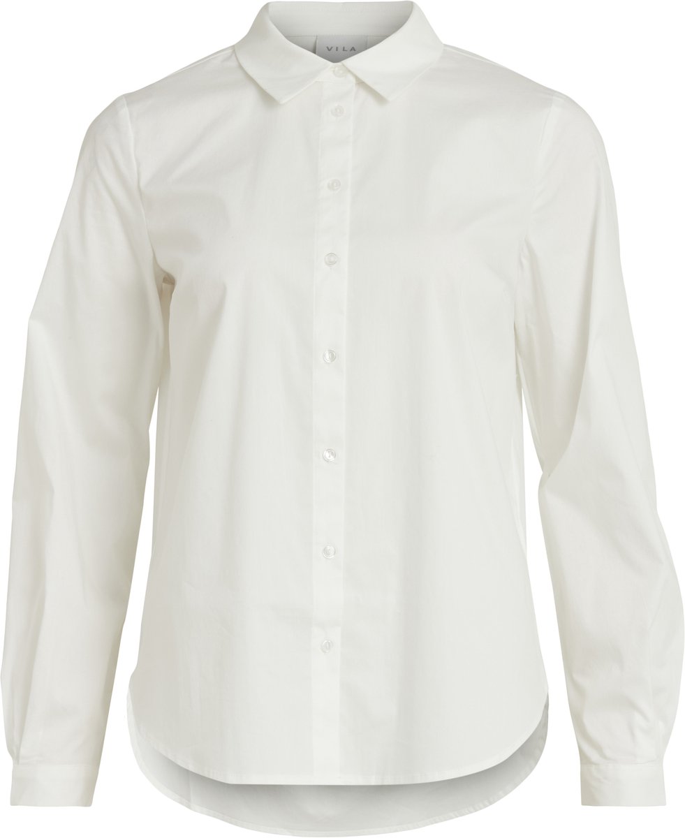 witte blouse, kraag, knopen, lange mouwen, kleding