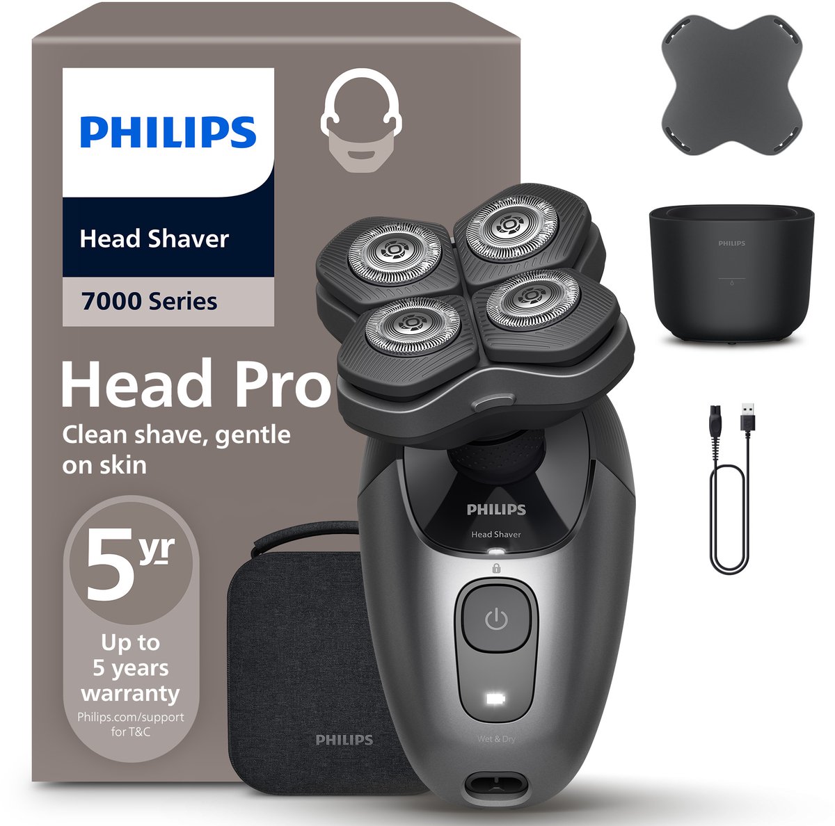 Philips Series Headshaver - Scheerapparaat mannen hoofd - Wet&Dry - Flexibele scheerkop