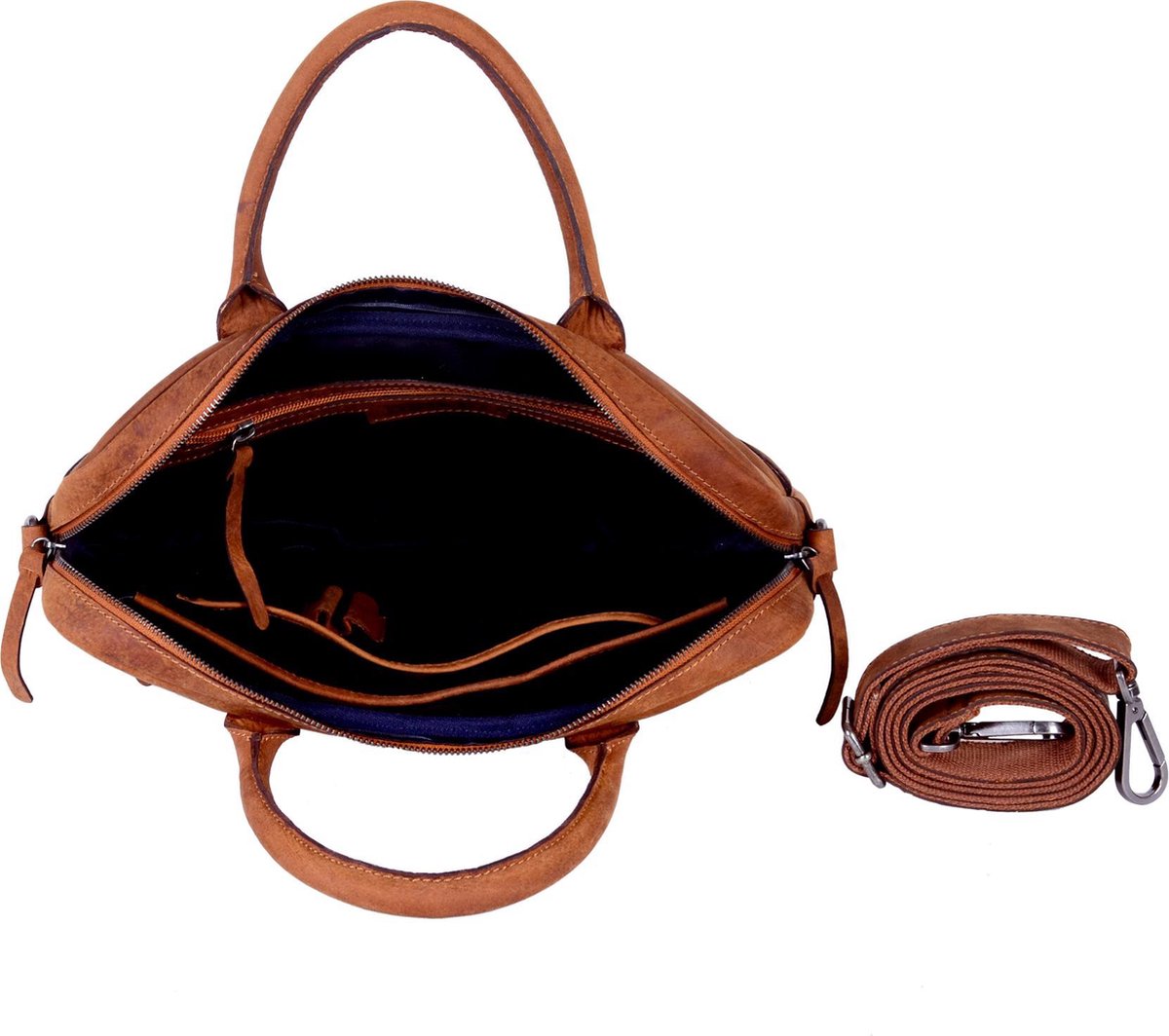 DSTRCT Wall Street Leren Laptoptas - 15,4 inch - Cognac