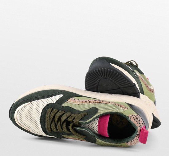 PS Poelman Dames - CAROCEL -maat 41- Imitatie Leren Suedè PU Runner Sneakers met Beige Profielzool -