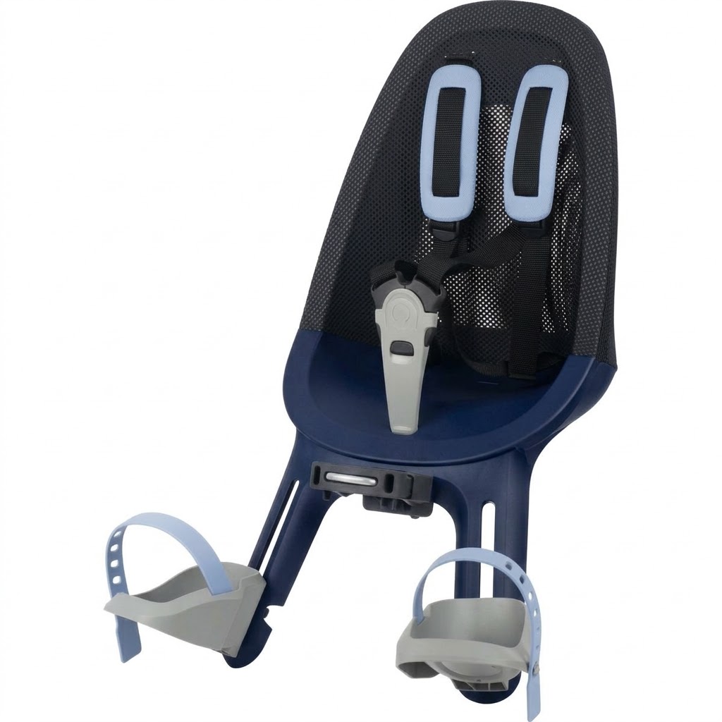 Qibbel Air Fietsstoeltje Voor - Denim Blue (donkerblauw) - Stuurpenbevestiging - Voorzitje - Fietszitje - Stuur