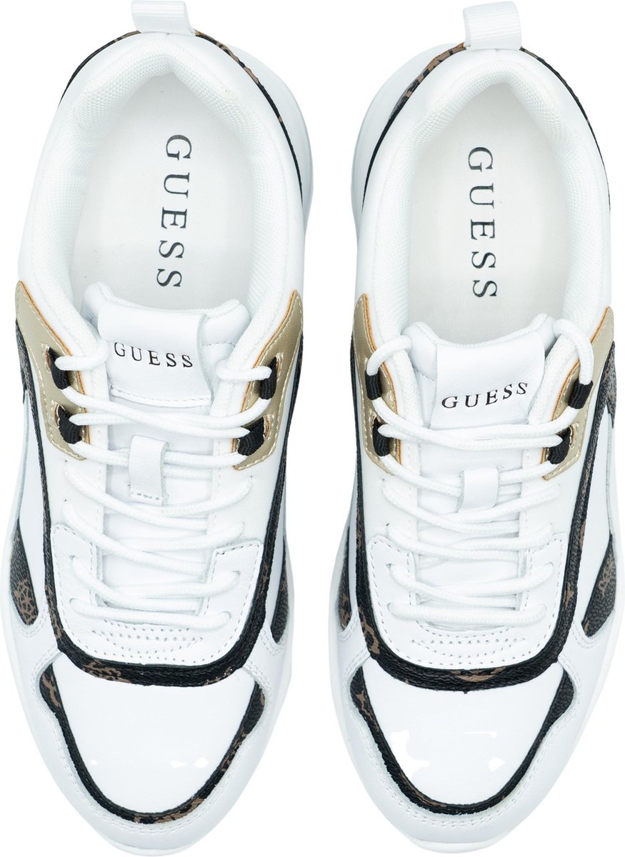 Guess - maat 39 - Fever To Active Dames Sneaker - Wit/Bruin