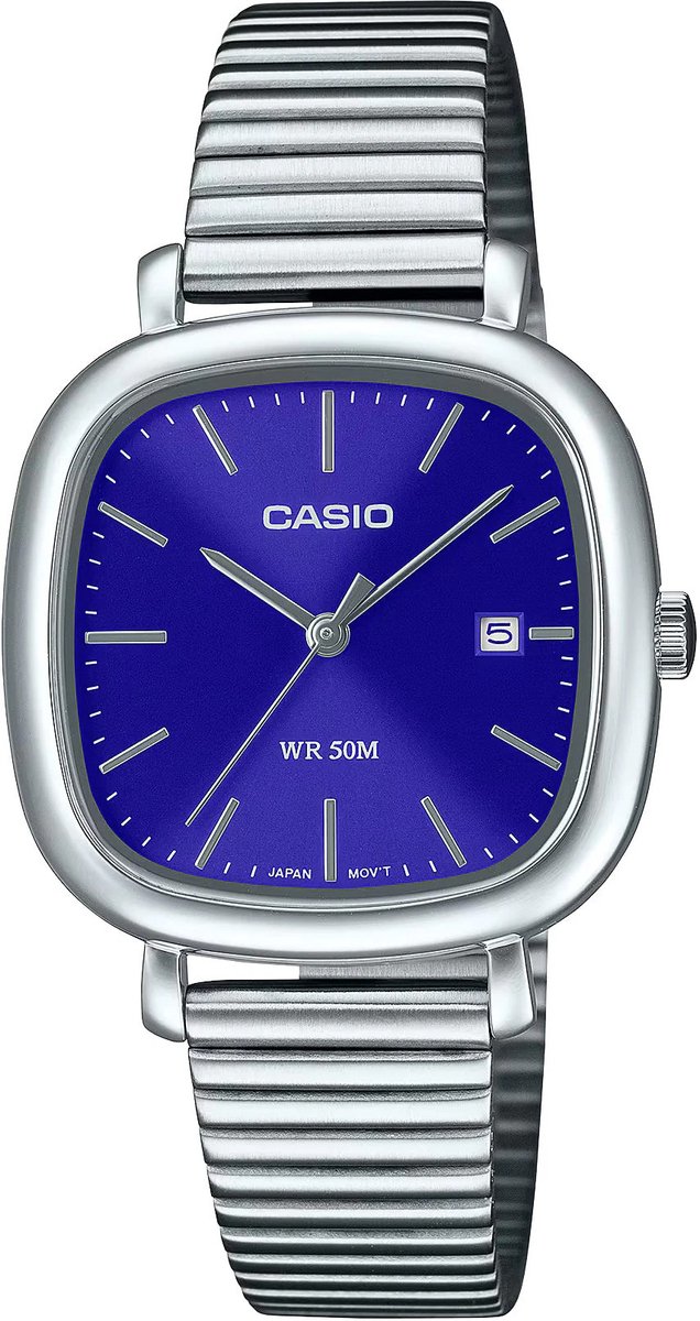 horloges, Casio, roestvrij staal, blauw wijzerplaat, waterdicht 50m