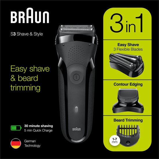 a630-2e33-48f9-843e-cd6be9817126 Braun Series 3 300BT Zwart - Elektrisch Scheerapparaat Shave&Style