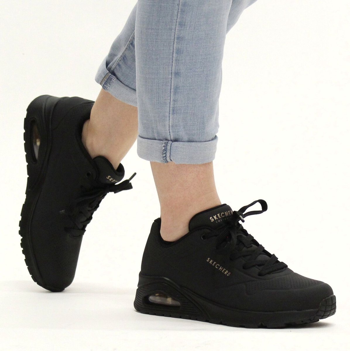 Skechers - maat 38 - Uno Dames Sneakers - Zwart
