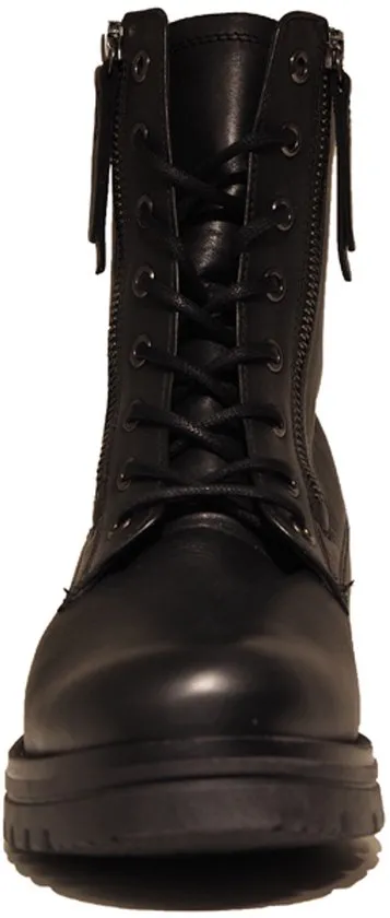 boot, ankle boot, black, lacing, studded zipper