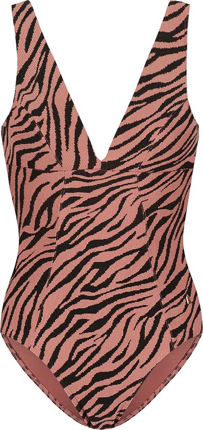 badpak, zebra patroon, roze zwart, eenstuk, zwembroek