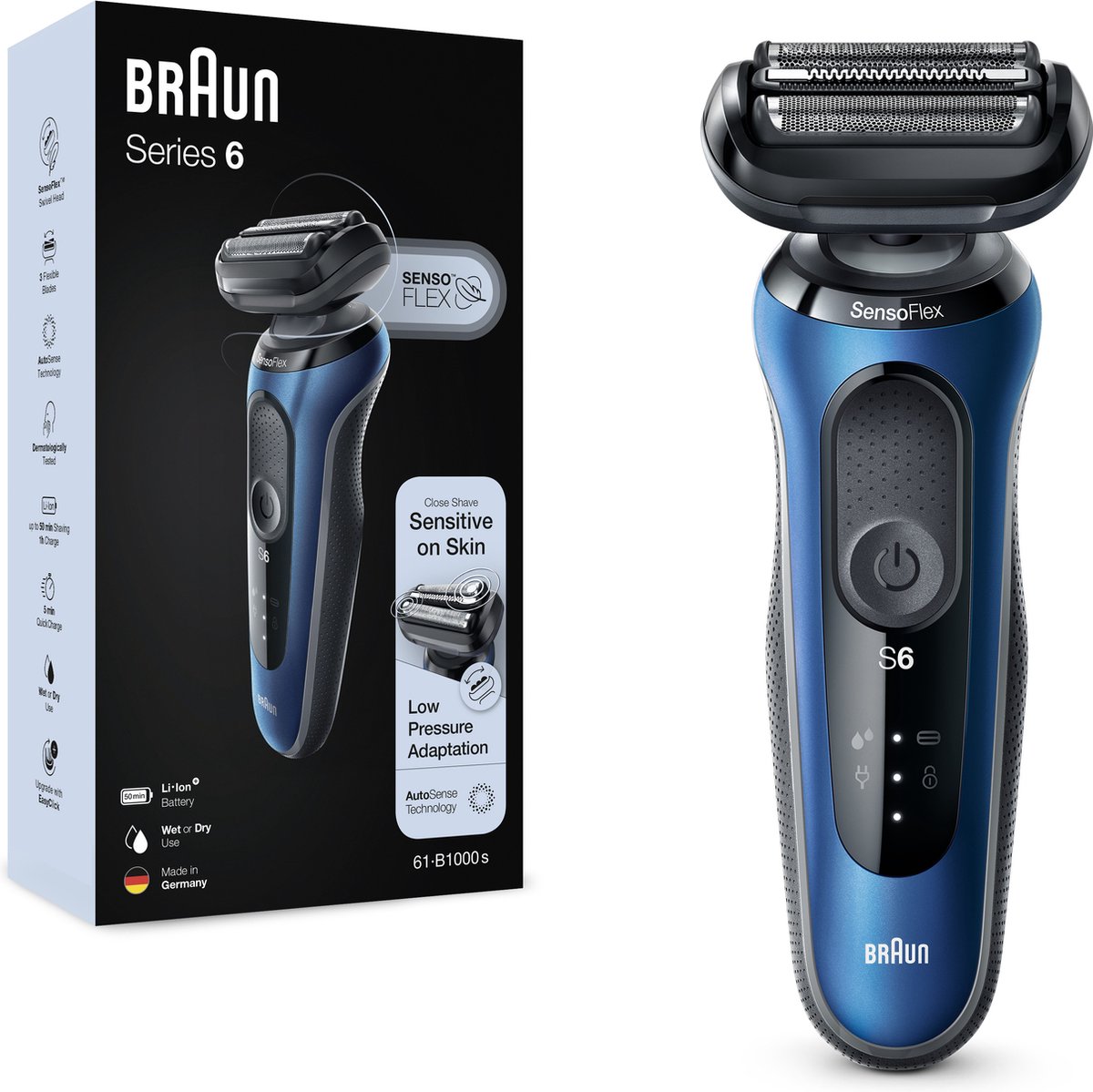 Braun Series 6 61-B1000s - Elektrisch Scheerapparaat Mannen - Blauw