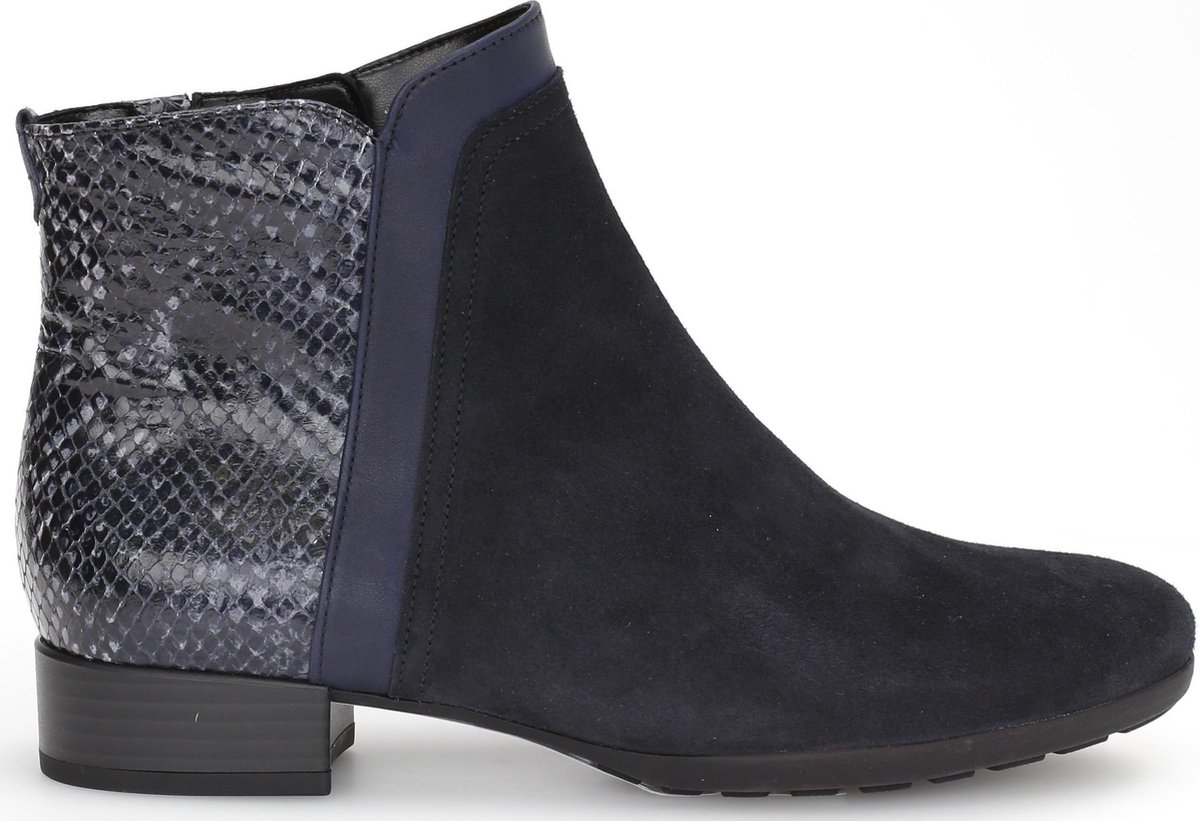 ankle boot, suede, blue, snake skin, heel