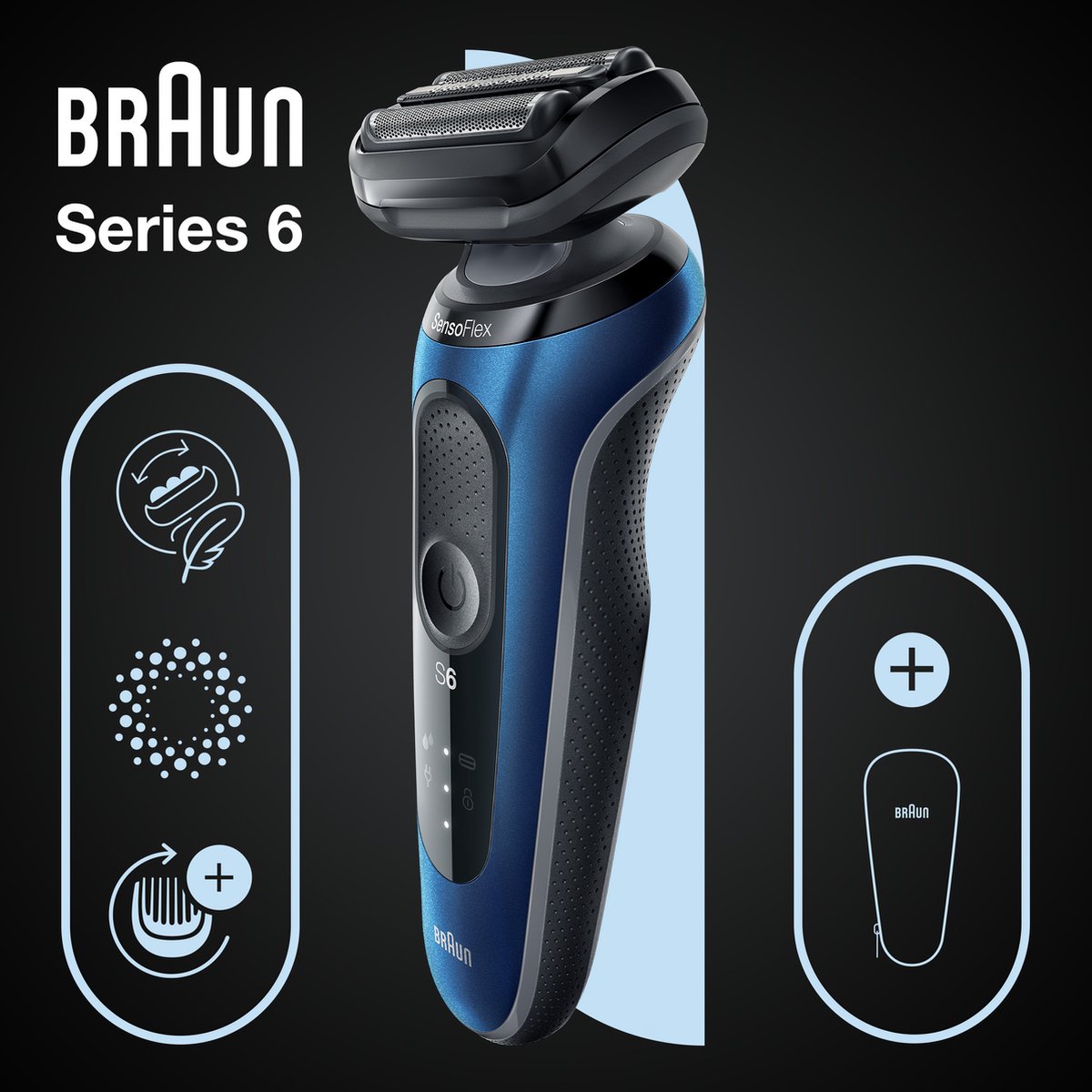 Braun Series 6 61-B1000s - Elektrisch Scheerapparaat Mannen - Blauw