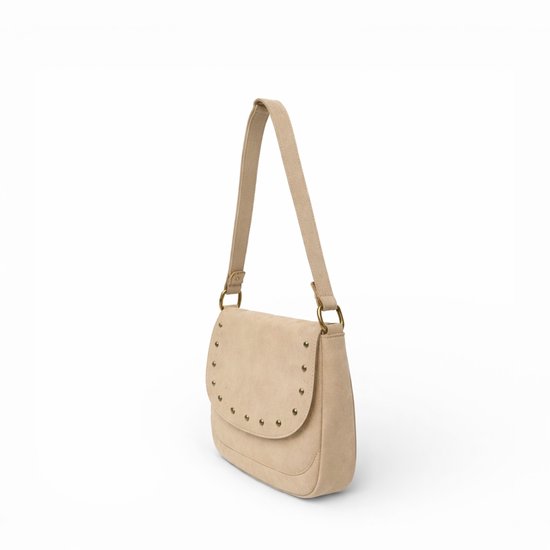tassen, schoudertas, beige, studs, knoopdetails