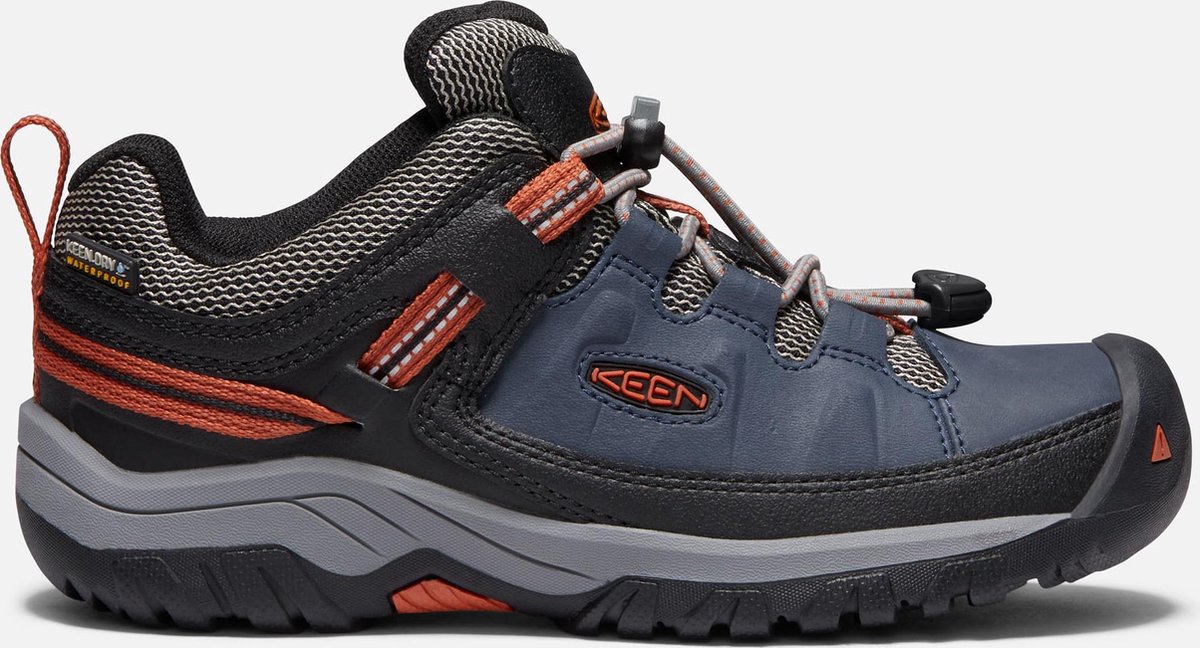 hiking shoe, outdoor shoe, mesh upper, orange accents, rubber sole